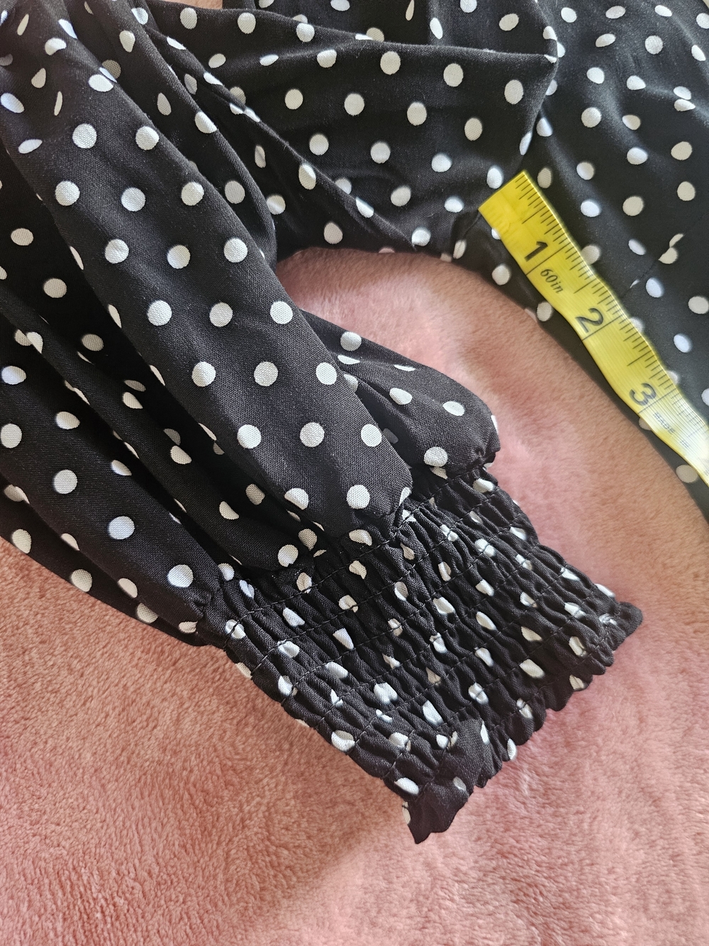 NWOT Size S Black and White Polka Dot Button-Up Dress Shirt - Picture 14 of 16